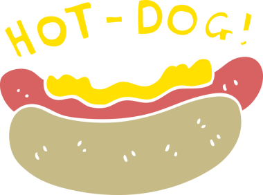 Bir insan tarafından çizilmiş sosislinin düz renk çizimi