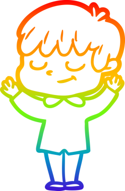 gökkuşağı gradyan çizgi çizimi bir insan tarafından çizilmiş mutlu bir çocuk