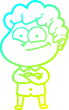 Bir insan tarafından çizilmiş mutlu bir adamın soğuk çizgi çizimi.