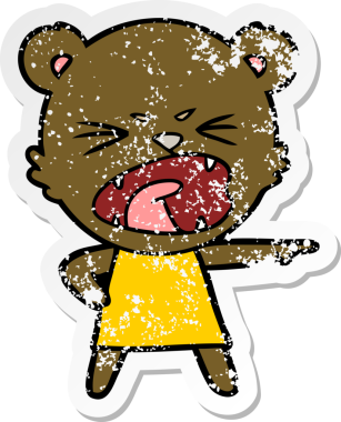 Kızgın bir çizgi film ayısının insan tarafından çizilmiş bağırışları.