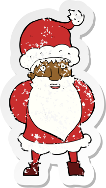 Bir insanın çizdiği Noel Baba çizgi filminin gerilimli retro çıkartması.