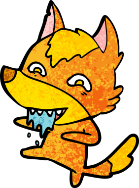 Bir insan tarafından çizilmiş tilki çizgi film karakteri