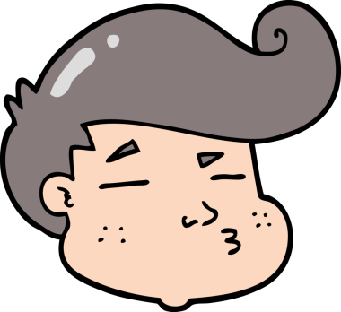 Bir insan tarafından çizilmiş çizgi film çocuğunun yüzü.