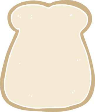 Bir insan tarafından çizilmiş düz renkli bir ekmek dilimi.