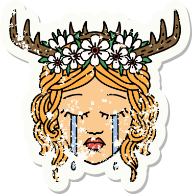 Bir insan tarafından çizilmiş ağlayan bir insan rahibin grunge çıkartması.