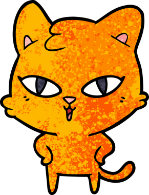 Bir insan tarafından çizilmiş çizgi film kedisi.