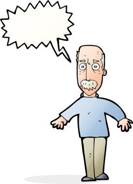 Bir insan tarafından çizilen konuşma baloncuğuyla yaşlı bir adamı sinirlendiren çizgi film.