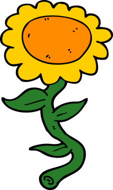 bir insan tarafından çizilmiş ayçiçeği çizgi filmi