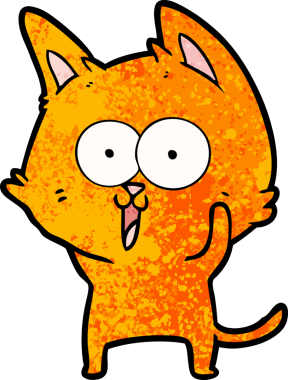 Bir insan tarafından çizilmiş komik çizgi film kedisi.