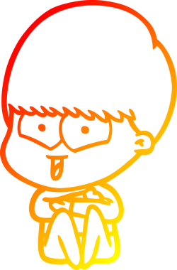 Bir insan tarafından çizilen mutlu bir çocuğun sıcak çizgi çizimi.