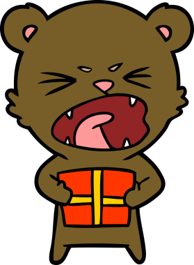 Bir insan tarafından çizilmiş kızgın çizgi film ayısı.