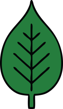 Bir insan tarafından çizilmiş yeşil bir yaprak çizimi.