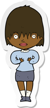 Bir insan tarafından çizilmiş Kim Ben jesti yapan bir karikatür kadının çıkartması.