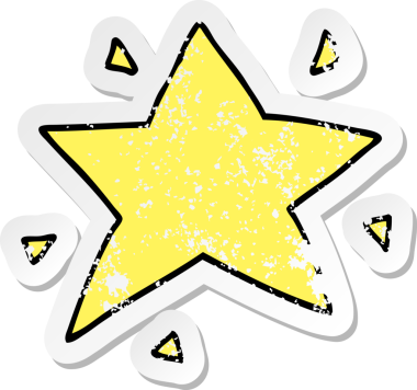 Bir insan tarafından çizilmiş bir çizgi film yıldızının sıkıntılı çıkartması.