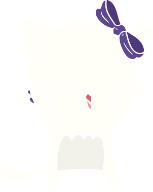 Bir insan tarafından çizilmiş düz renkli çizgi film kedisi.