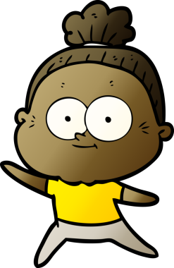 Bir insan tarafından çizilmiş mutlu yaşlı kadın çizgi filmi.