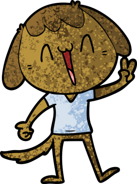 Bir insan tarafından çizilmiş gülen bir köpek.