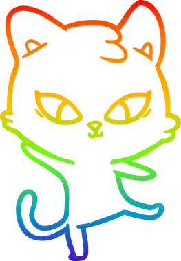 Gökkuşağı gradyan çizgisi bir insan tarafından çizilmiş şirin bir çizgi kedi çizimi