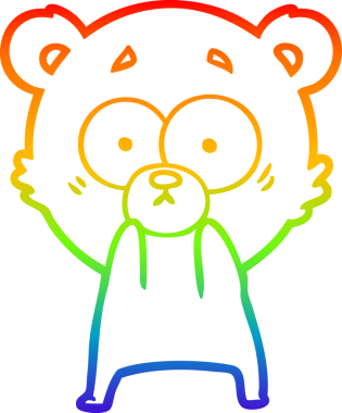 gökkuşağı gradyan çizgisi bir insan tarafından çizilmiş endişeli ayı karikatürü