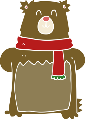 Bir insan tarafından çizilmiş düz renkli çizgi film ayısı