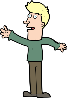 Bir insan tarafından çizilen karikatür adam.