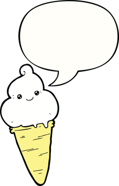 Bir insan tarafından çizilmiş konuşma balonlu çizgi film dondurması.