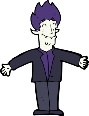 Bir insan tarafından çizilmiş mutlu vampir çizgi filmi.