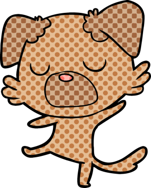 Bir insan tarafından çizilmiş çizgi film köpeği.