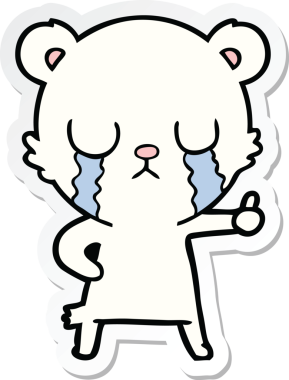 Bir insan tarafından çizilmiş ağlayan kutup ayısının çıkartması.