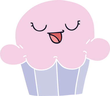 Bir insan tarafından çizilmiş tuhaf bir çizgi film mutlu bir pasta.