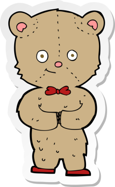 Bir insan tarafından çizilmiş oyuncak ayının çıkartması.