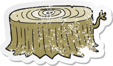 Bir insan tarafından çizilmiş karikatür ağacının gerilmiş yapıştırması.