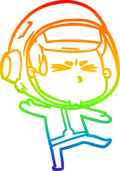 Bir insan tarafından çizilen gökkuşağı gradyan çizimi stresli astronot