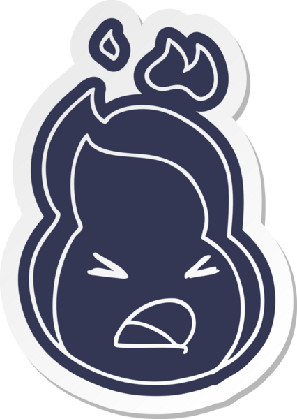 çizgi film çıkartması kawaii bir insan tarafından çizilmiş sevimli ateş alevi