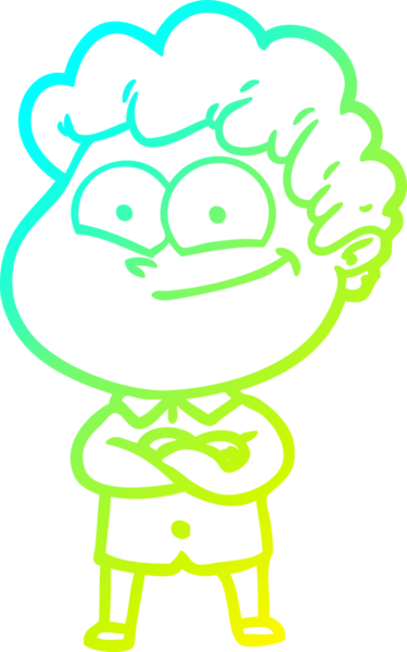 Bir insan tarafından çizilmiş mutlu bir adamın soğuk çizgi çizimi.