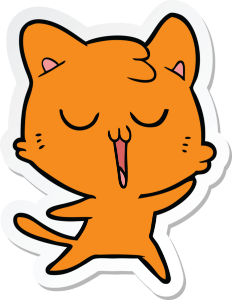 Bir insan tarafından çizilmiş çizgi film kedisinin çıkartması.