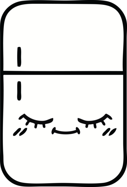 Bir insan tarafından çizilmiş buz dolabı karikatürü.