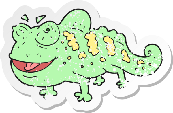 Bir insan tarafından çizilmiş bir bukalemunun gerilimli yapıştırması.