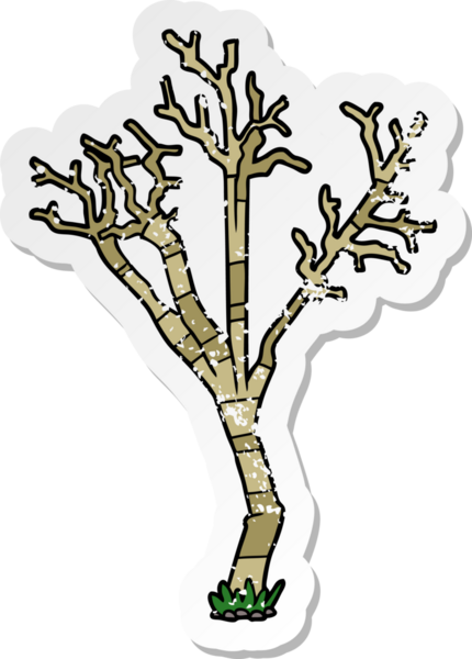 Bir insan tarafından çizilmiş karikatür kış ağacının sıkıntılı çıkartması