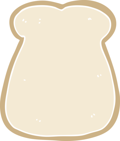 Bir insan tarafından çizilmiş düz renkli bir ekmek dilimi.