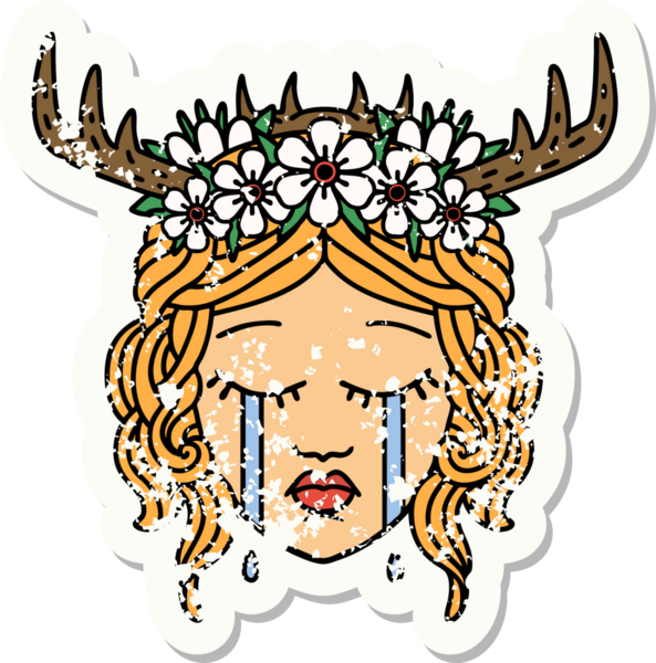 Bir insan tarafından çizilmiş ağlayan bir insan rahibin grunge çıkartması.