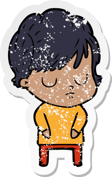 Bir insan tarafından çizilmiş karikatür bir kadının sıkıntılı çıkartması.