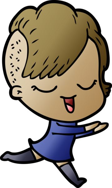 Bir insan tarafından çizilmiş mutlu çizgi film kızı.