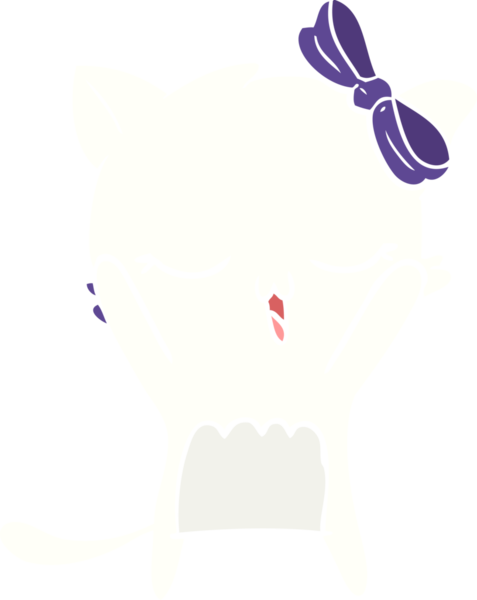 Bir insan tarafından çizilmiş düz renkli çizgi film kedisi.