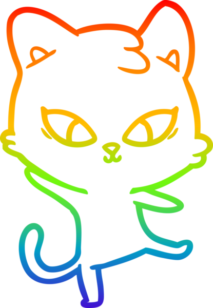 Gökkuşağı gradyan çizgisi bir insan tarafından çizilmiş şirin bir çizgi kedi çizimi