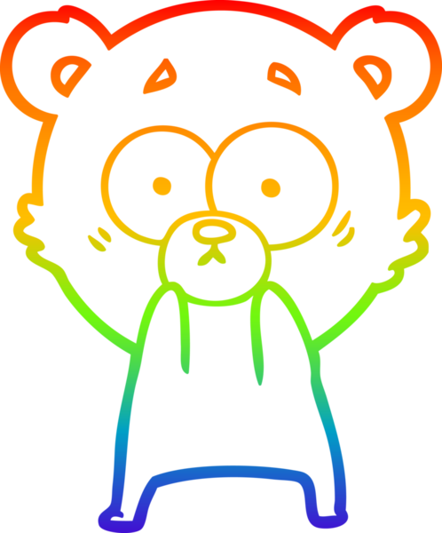 gökkuşağı gradyan çizgisi bir insan tarafından çizilmiş endişeli ayı karikatürü