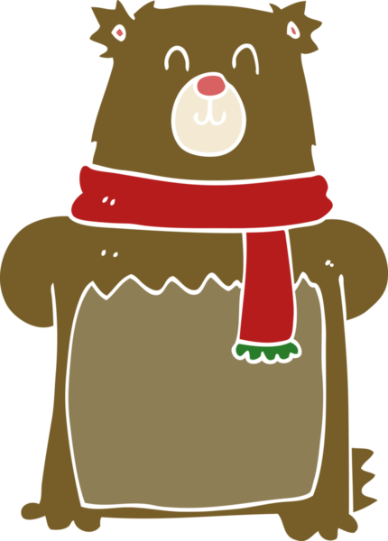 Bir insan tarafından çizilmiş düz renkli çizgi film ayısı