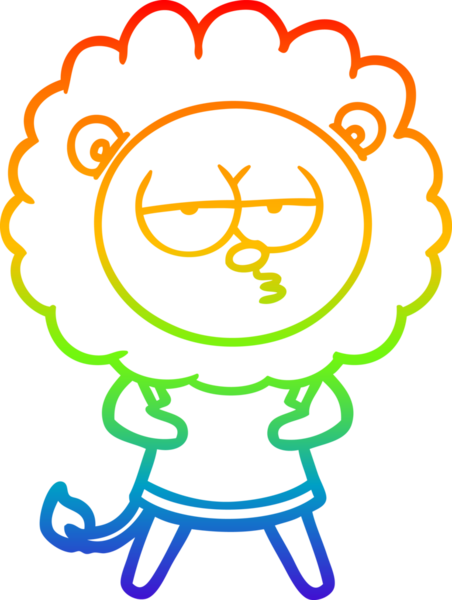 Gökkuşağı gradyan çizgi çizimi bir insan tarafından çizilmiş sıkılmış bir aslan