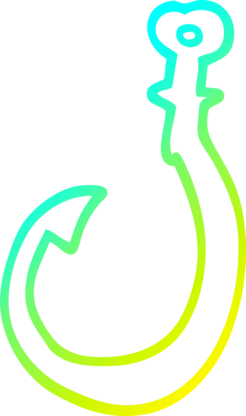 Bir insan tarafından çizilen karikatür kancasının soğuk gradyan çizgisi