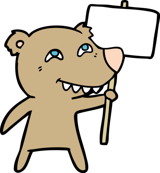 Bir insan tarafından çizilmiş protestolu çizgi film karakteri.